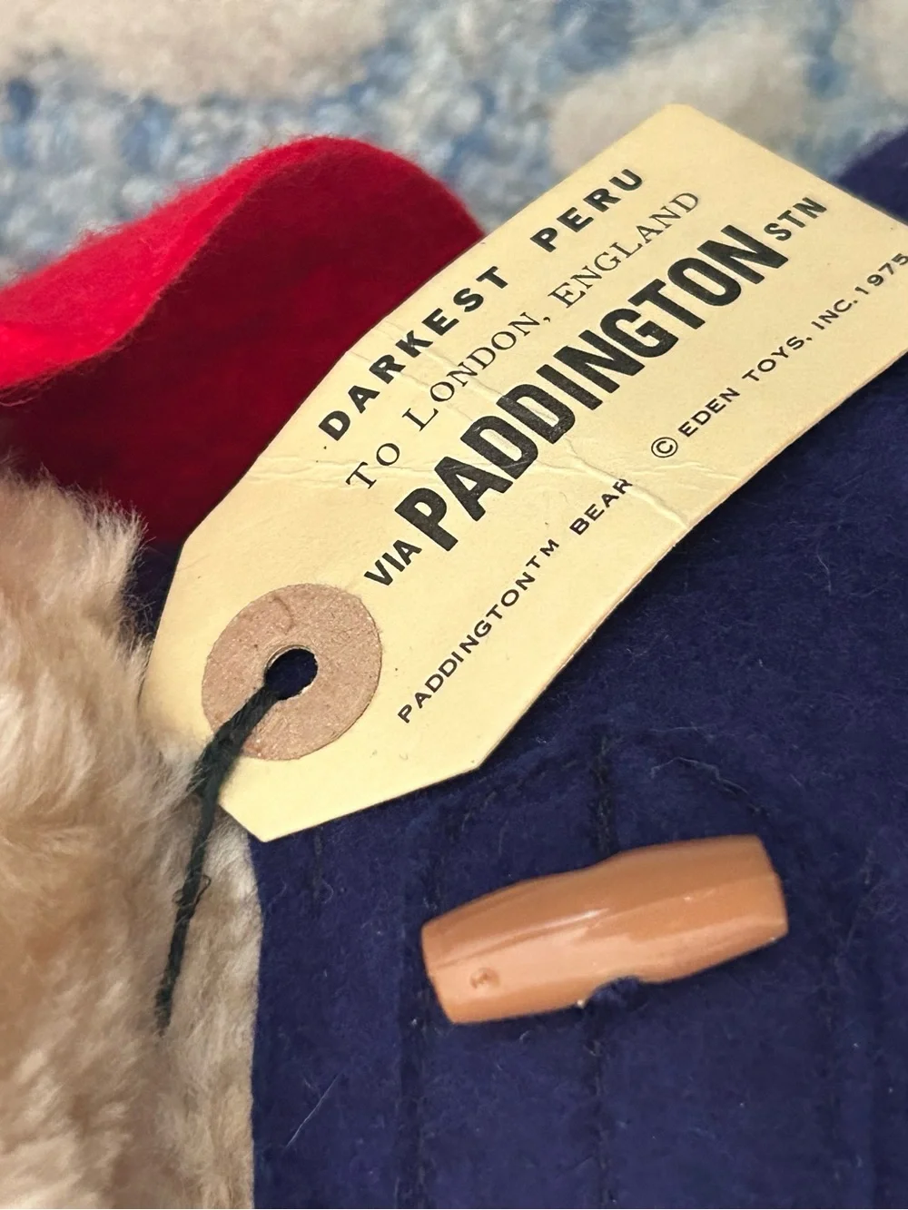 *Vintage* Paddington Bear Plush Eden Toys Red Hat Boots Wellies Blue Coat EUC - Picture 10 of 11